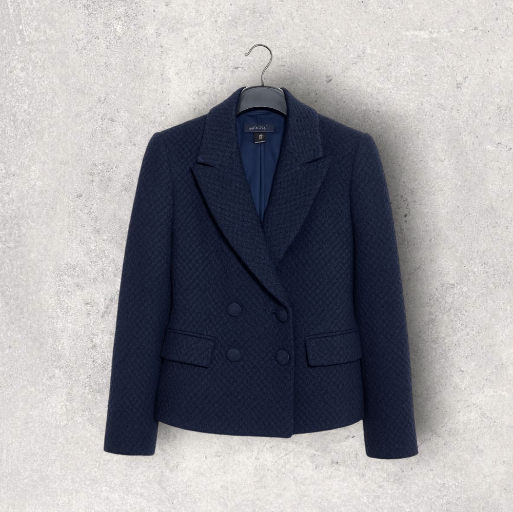 Vince Navy Blue Wool Blend Blazer Jacket